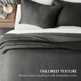 thumbnail image 3 of EVERGRACE Cotton Sateen Quilt Set King Size, Pre-Washed Cotton Channel Stitch Coverlet Bedspread, 3 Pieces Lightweight Soft Bedding Sets for All Season, with 2 Pillow Shams, Washed Black, 3 of 7
