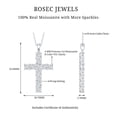 thumbnail image 4 of Rosec Jewels Certified Moissanite Cross Pendant Necklace for Women - Religious Necklace - D-VS1 Grade - Gift for Christmas, 18K White Gold, 4 of 6