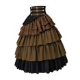 thumbnail image 3 of Falda gótica larga con volantes para mujer, falda steampunk de cintura alta y capas para festival 2XL, 3 of 9