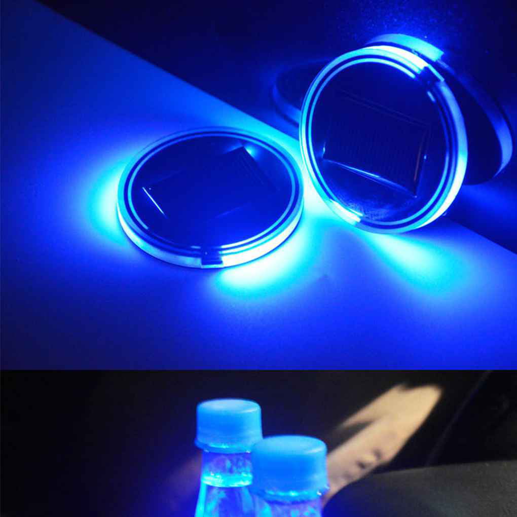 1PCs Solar Cup Pad Car accessories LED Light Cover Interior Decoration Li DCT 