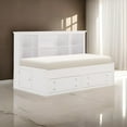 thumbnail image 6 of Benjara Eso Twin Lounge Bed with Storage Shelf, Cabinet, USB Port, White Birch, 6 of 6