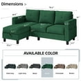 thumbnail image 2 of Convertible Sectional Sofa Couch,3 Seat L Shaped Couches with Storage Function Ottoman,Modern Linen Convertible Sectionals Sofas with Armrest Reversible Chaise,Small Spaces Sofa (Green), 2 of 6