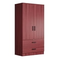 thumbnail image 1 of Better Home Products Grace Wood 2-Door Wardrobe Armoire with 2-Drawers Mahogany, 1 of 10