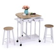 thumbnail image 2 of Carrito de cocina Zimtown con isla Almacenamiento mesa de comedor 2 taburetes de bar 2 cajones madera maciza, 2 of 4