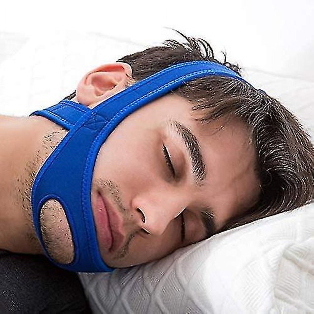 Cinturón antironquidos ZHCH Correa para la barbilla ajustable Apnea del sueño Azul
