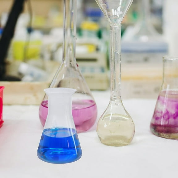 STOBOK Plastic Erlenmeyer Flask Set PP Transparent for Lab and Kitchen Storage 6Pcs