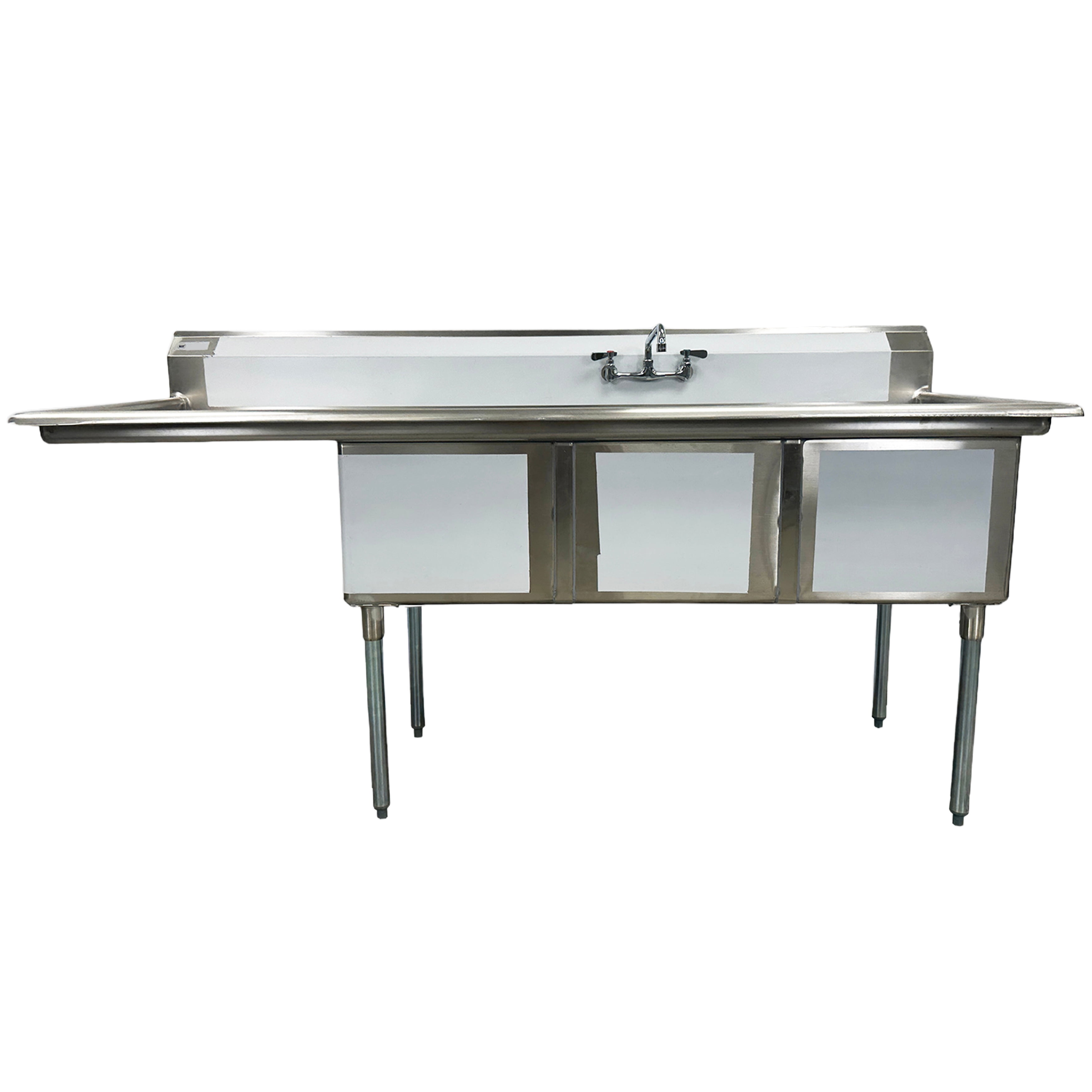 NSF 81 in. 3 Compartment Sink With Faucet, Kitchen Sink Commercial Sink with Left Drainboard in Stainless Steel
