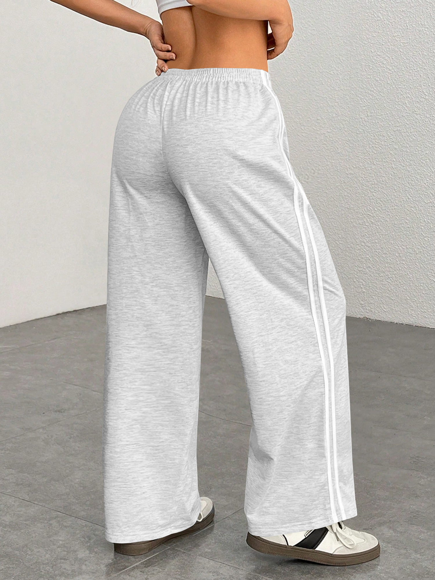 Pantalones de Casa de Pata Ancha para Mujer, con Bolsillos, Cintura Elástica, Cómodos, Ligeros, para Correr, Gris Claro, Talla M 8