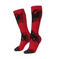 thumbnail image 2 of Women's Knee High Socks Albania Flag Thermal Soft Knee Long Socks, 2 of 7