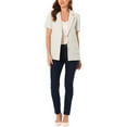thumbnail image 2 of INSPIRE CHIC Women's Tweed Lapel Neck Short Sleeve Bussiness Causal Blazer Beige XS, 2 of 5