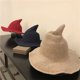 thumbnail image 5 of Sombrero de pescador decorativo, sombrero de bruja de Halloween de punto de mago de hilo de algodón, sombrero mágico plegable, spire, 5 of 5