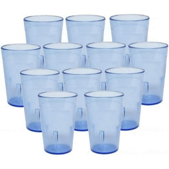 TrueCraftware- Set of 12 Pebbled Tumbler/Drinking Cups 9-1/2-Ounce Blue Color- Reusable Premium Water Iced Tea Glasses Stackable Dishwasher Safe Break-Resistant for Home and Restaurants