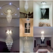 FINE MAKER 10-Light Crystal Stainless Steel Raindrop Chandelier