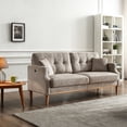thumbnail image 2 of Light Gray 3-seater Sofa with Dustproof Fabric, USB Port / Stylish and Comfortable Seating, 2 of 4