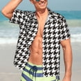 thumbnail image 5 of Lsque Houndstooth Black And White pattern Hawaiian Shirt for Men, Unisex Summer Beach Casual Short Sleeve Button Down Shirts-Large, 5 of 9