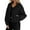 Black, variant on Women's Fashion Solid Color Baseball Jacket with Long Sleeve, High Neck, Drawstring Hem, and Pockets,Brown S
