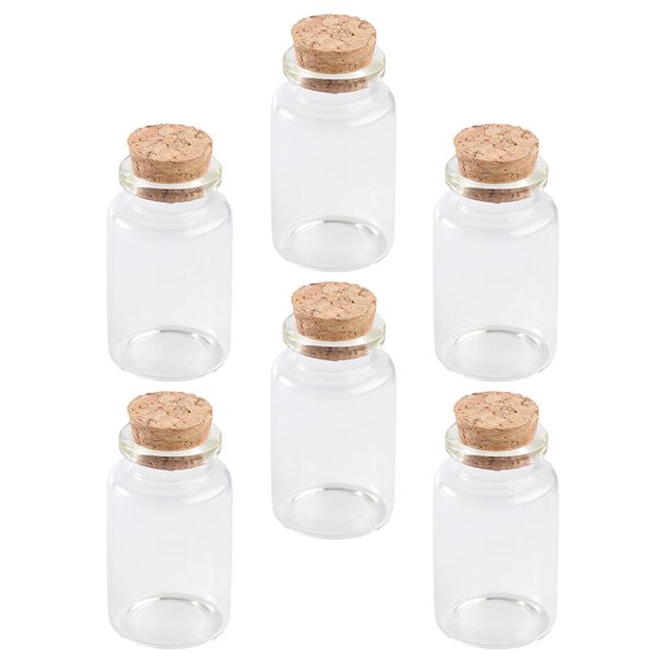 6 piezas de soporte de almacenamiento de botellas de vidrio con corcho, botellas de alimentos, recipientes para frutos secos, tarros de galletas, mini frascos, botellas de té con corcho sellado
