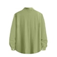 thumbnail image 4 of GUZOM Mens Gauze Long Sleeve Button Down Shirt Lightweight Breathable Wrinkle Resistant Casual Relaxed Fit Curved Hem Solid Green,Size S, 4 of 8