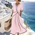 thumbnail image 2 of Admvng Dress for Women Twist Front Short Sleeve V Neck Casual Summer Pocket Dress, 2 of 6