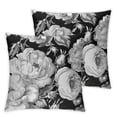 thumbnail image 2 of Acheng Throw Pillow Cover Black and White with Floral Bouquet of Roses Daisy Blue Wild Flowers in Vintage Style Watercolor Decorative Pillow Case Home Decor Square Pillowcase,2 Pcs White, 2 of 6