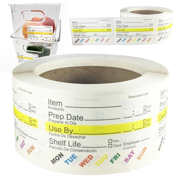 Etiquetas solubles para alimentos en stock, 5 x 7,6 cm, 500 etiquetas