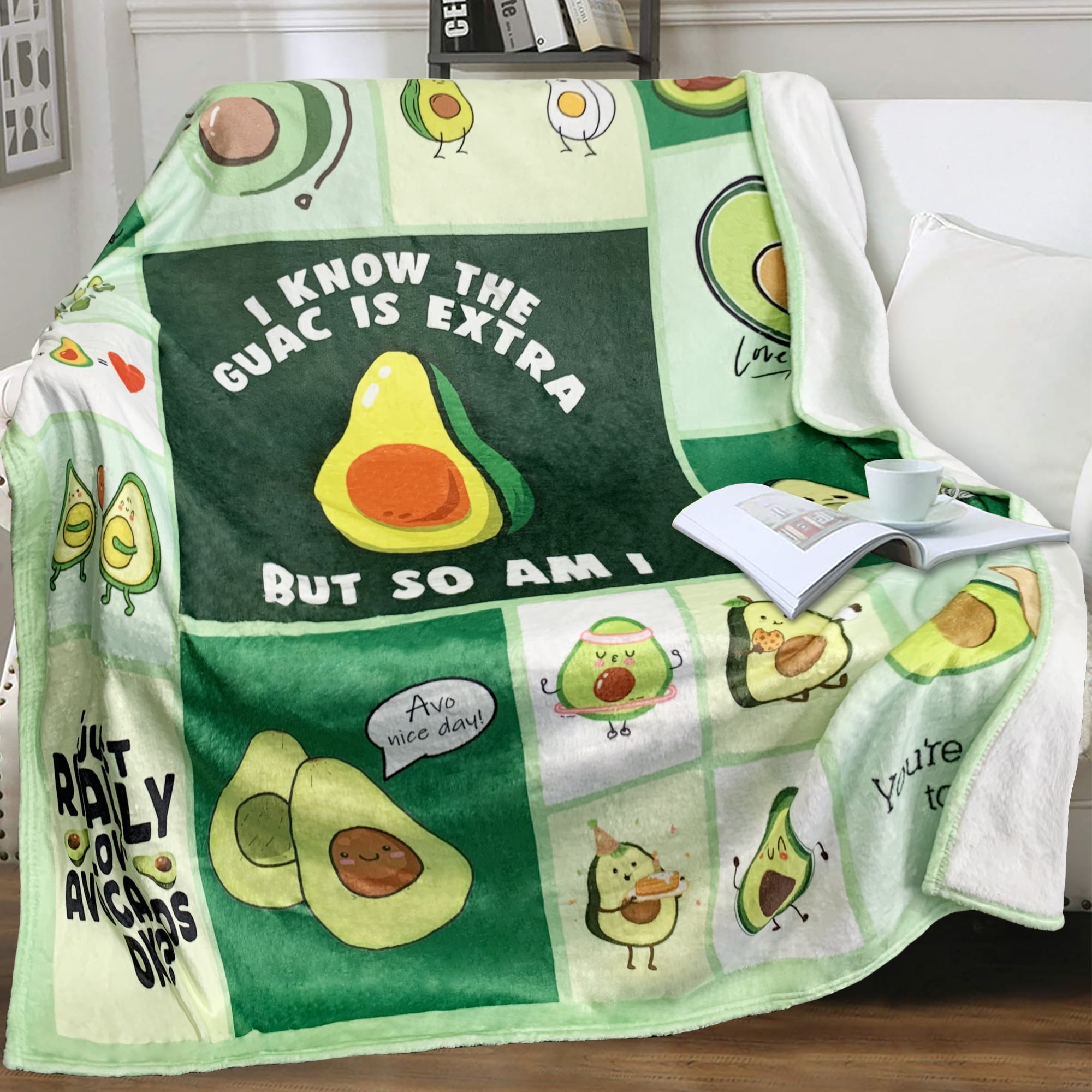 Avocado Blanket Flannel Throw Blanket Cartoon Fruits Cute for Daughter Son Child Teenager