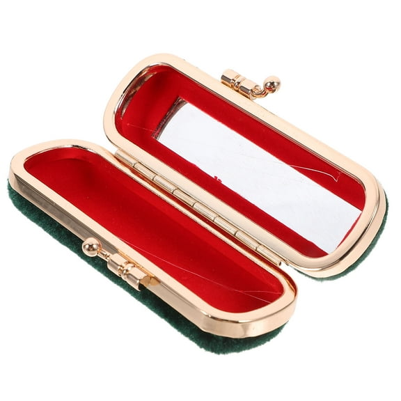 Homoyoyo Green Lipstick Case Makeup Organizer with Mirror Compact Vintage Style Portable Cosmetic Storage