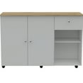 thumbnail image 2 of White And Pine Kitchen Island With 2 Drawers, Shelves - Mobility For Practical Home Space Modern Shelves, Efficiency, 2 of 3
