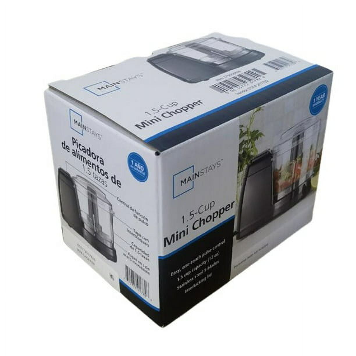 Mainstays 1.5 Cup, One-Touch Pulse, Mini Food Chopper, Material Black Plastic, Model 201782