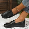 thumbnail image 5 of KEGIRLOM Women's Fashionable Casual Versatile Plus Size Breathable Loafers Solid Color Toe Closed Toe Flat Soft Sole Low Heel Loafers Black 9, 5 of 9