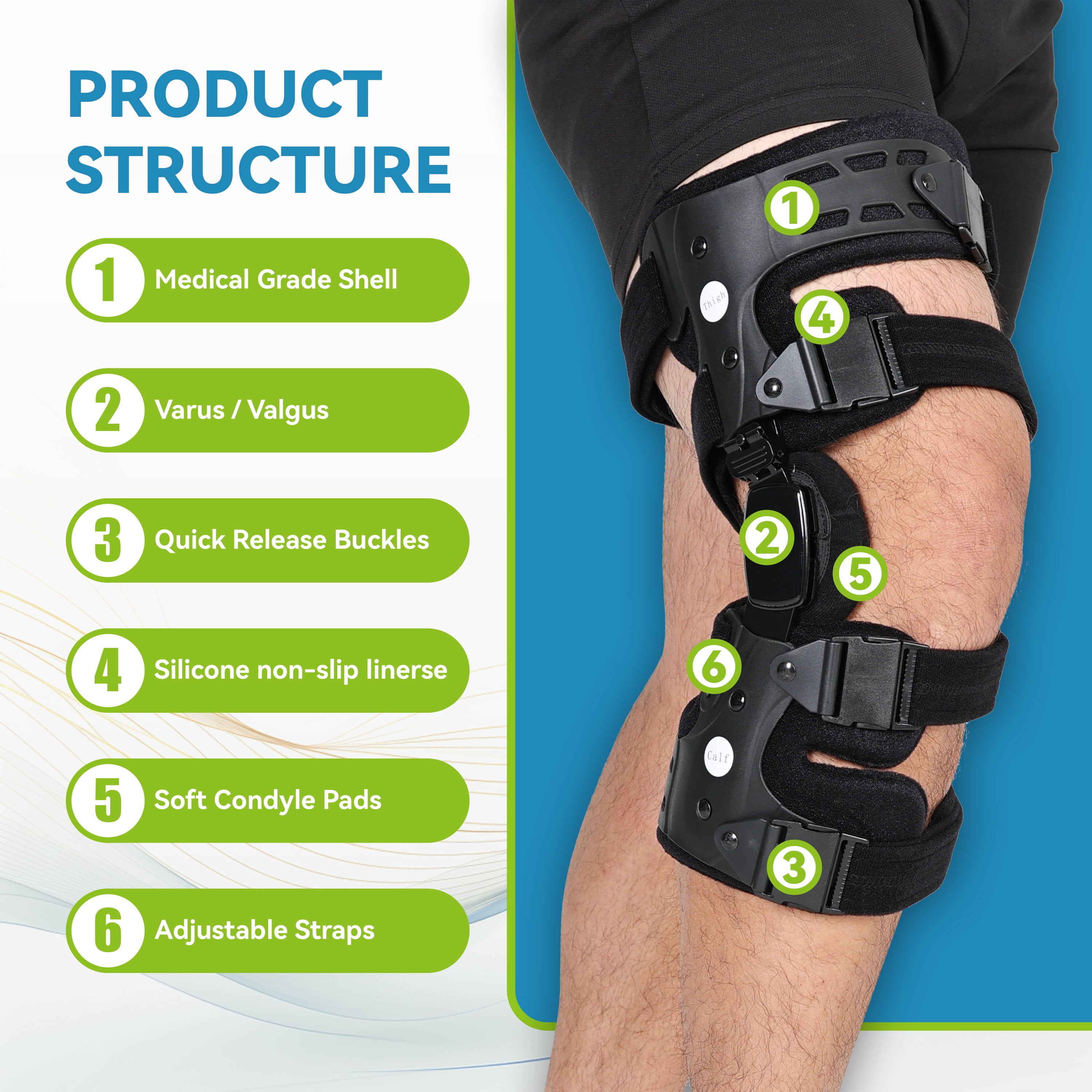 OA Unloader Knee Brace for Arthritis Pain Relief, Adjustable Support for Men & Women, Medial Stability for Bone-on-Bone (Right)