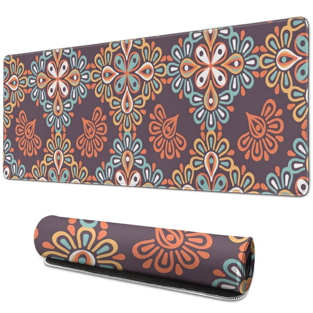 Elevate Your Desk's Appeal with Performore Mouse Pad - Multi-Colored, Mandala-Themed, Non-Slip & Durable, 31.5x11.8 Inch