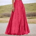 thumbnail image 2 of MIXUE Skirts For Women Summer Solid Color Pleated Elastic High Waist A Line Elegant Maxi Skirt Sportswear,Pink,XL, 2 of 5