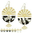 thumbnail image 3 of Brushed Gold Sun Burst & Acrylic Drop Statement Earrings, Hypoallergenic Ear Wires, Black, 3 of 3