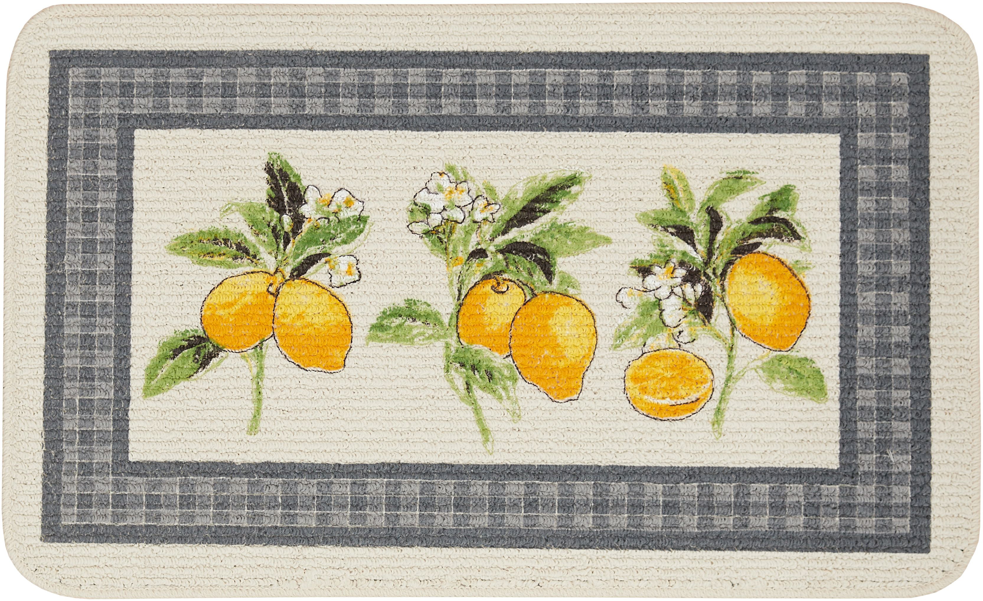 Martha Stewart Bloomfield Lots of Lemons Anti-Fatigue Kitchen Mat, White/Yellow - 18x30