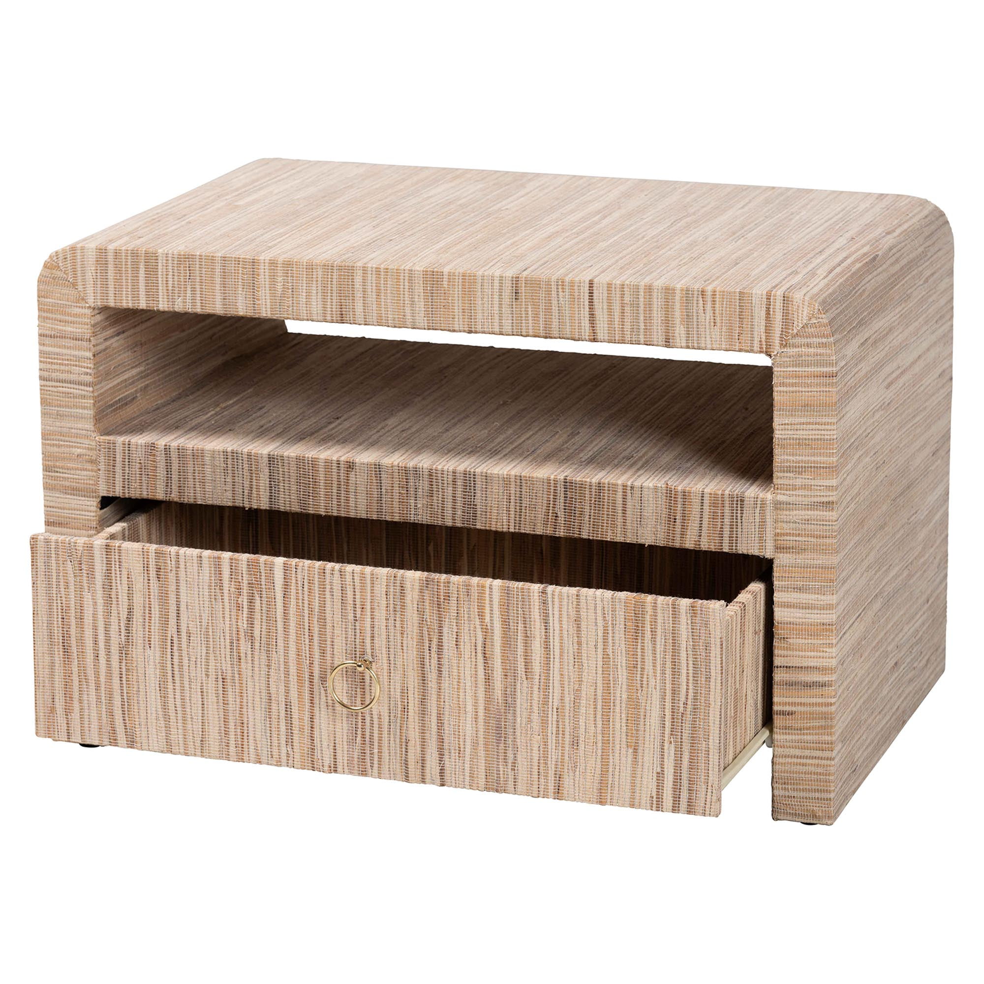 bali & pari Hannah Boho Nightstand, 1-Drawer, Natural