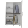thumbnail image 5 of Modern White Mahogany Armoire, Freestanding Wardrobe Cabinet with Hanging Rod and Shelves for Bedroom, 5 of 8