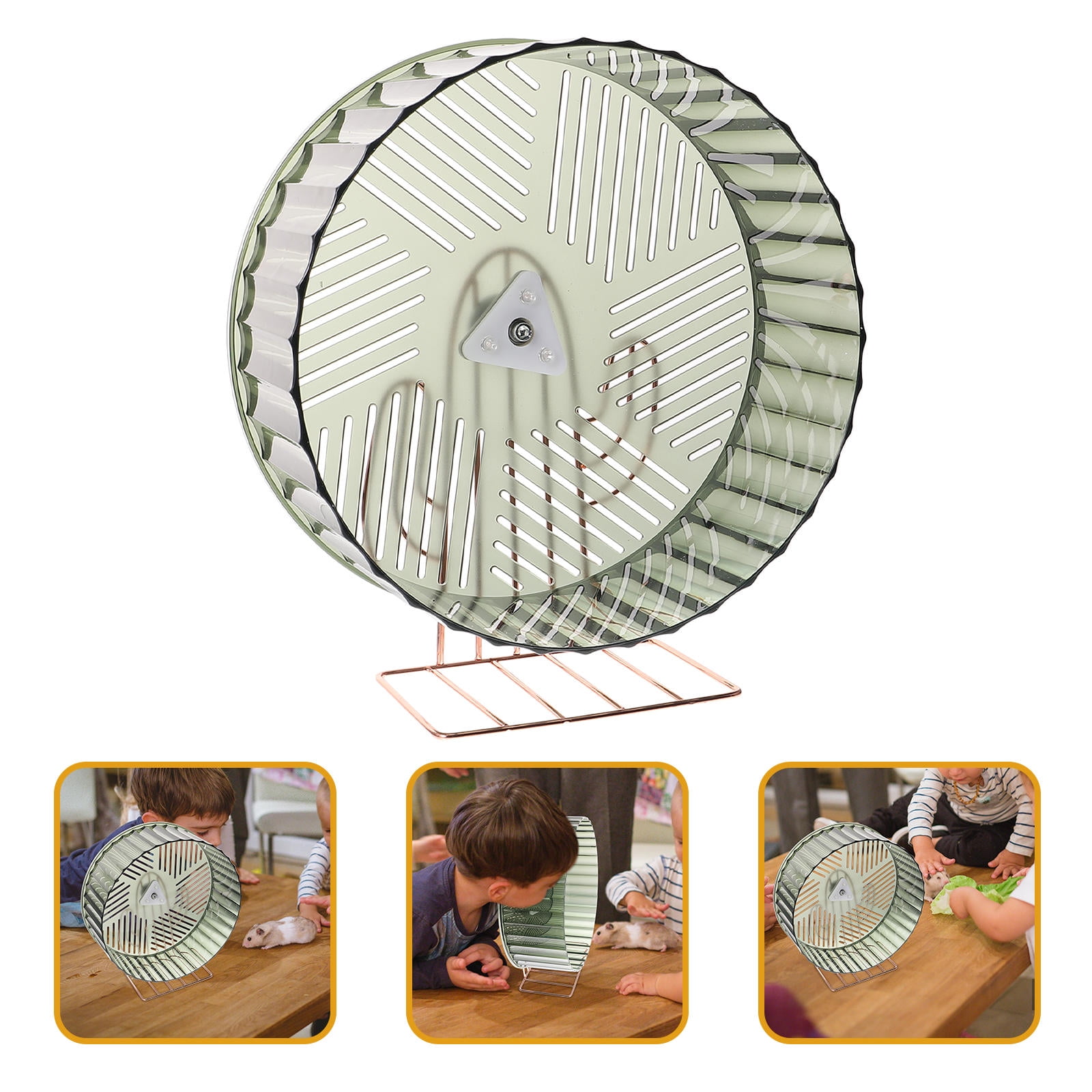 FRCOLOR Durable Green Hamster Wheel with Stable Base for Small Pets Exercise and Activity