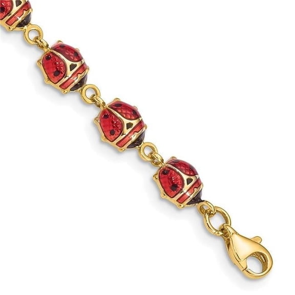 Primal Gold 14 Karat Yellow Gold Enamel and Resin Ladybug Bracelet