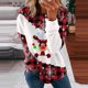 thumbnail image 1 of Pntutb Navidad moda mujer Casual manga larga Plaid impreso señoras sudaderas sin capucha tops blusa Pntutb Pntutb-4720, 1 of 4