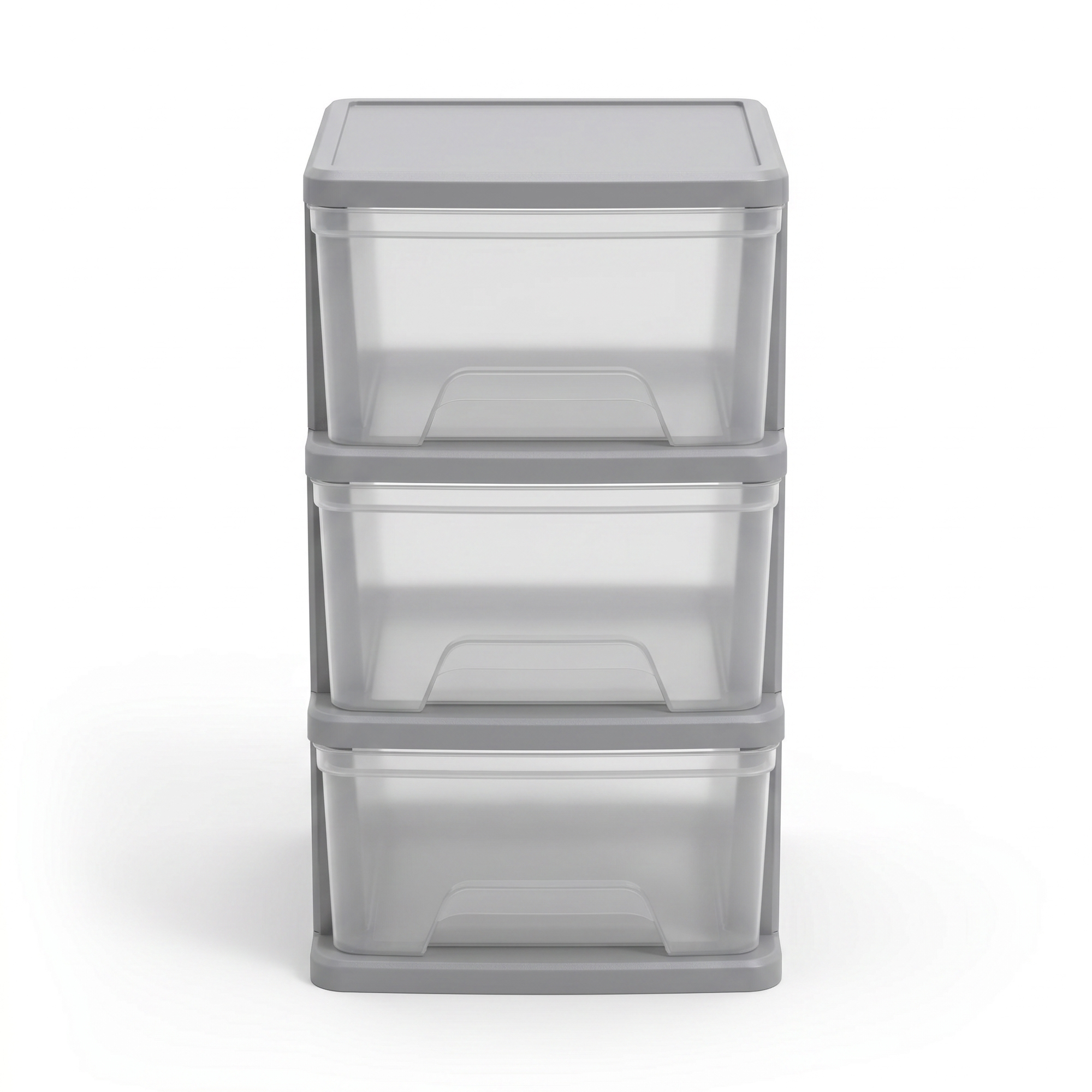 Starplast 3-Drawer Organization Tower Medium Storage Cart, Silver Plastic