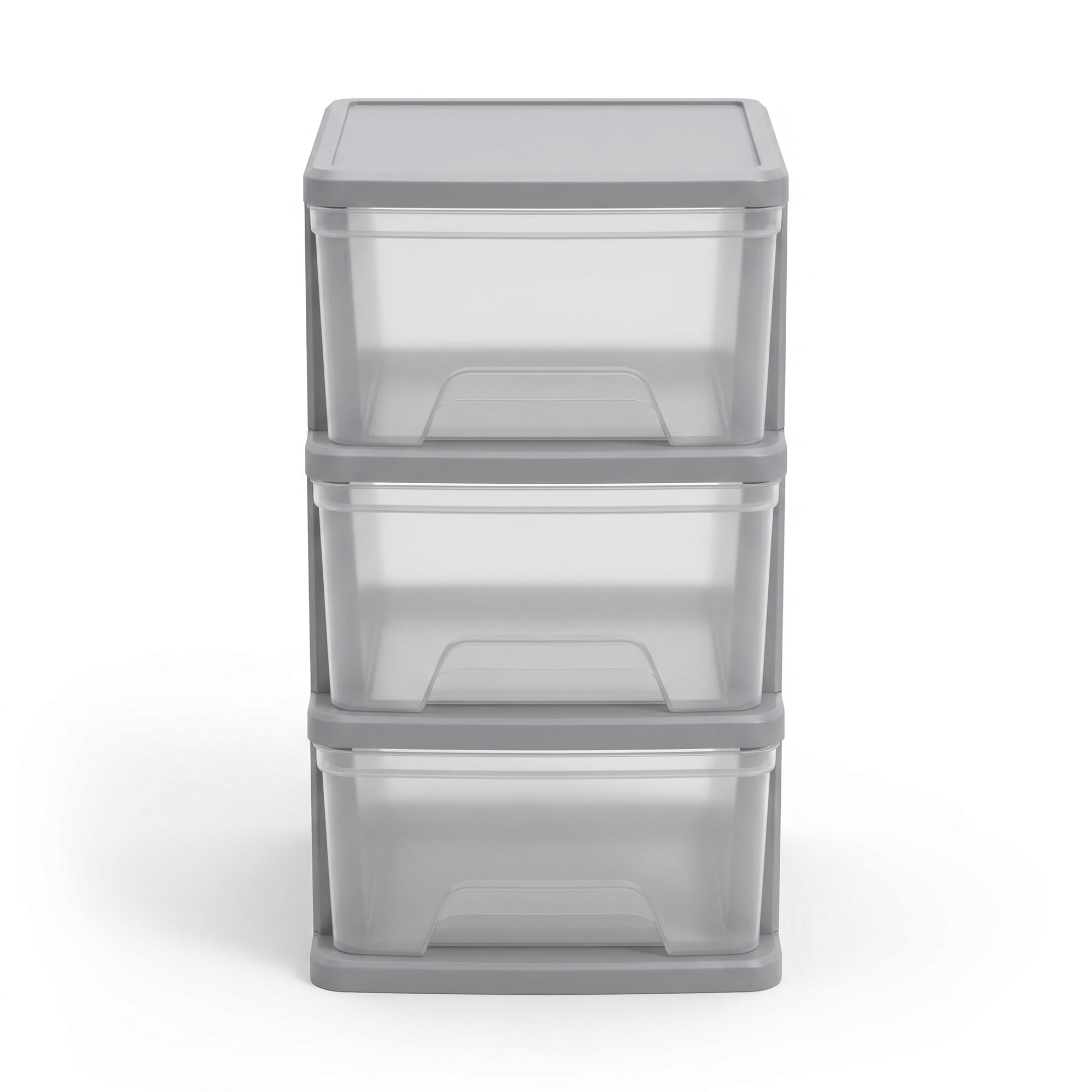 Starplast 3-Drawer Organization Tower Medium Storage Cart, Silver Plastic