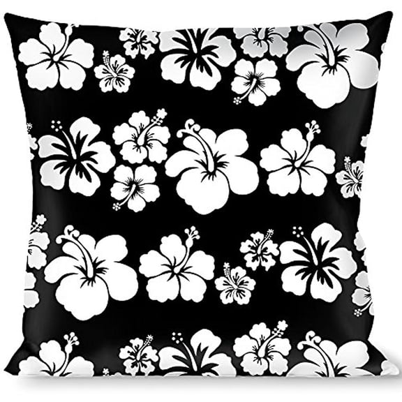 Buckle-Down Throw Pillow - Hibiscus Black White