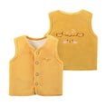 thumbnail image 4 of Staki Girls Girls Sherpa Fleece Vest Jacket Baby Warm Jacket Cotton Vest, Girls Infant Toddler Padded Waistcoat(Yellow,12-24 Months), 4 of 9