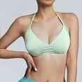 thumbnail image 2 of Sujetador deportivo sin espalda con tirantes para mujer - Copas acolchadas extraíbles, nailon-spandex - Sujetador de yoga y gimnasio con fruncido delantero - Tallas XS-XL, 2 of 5