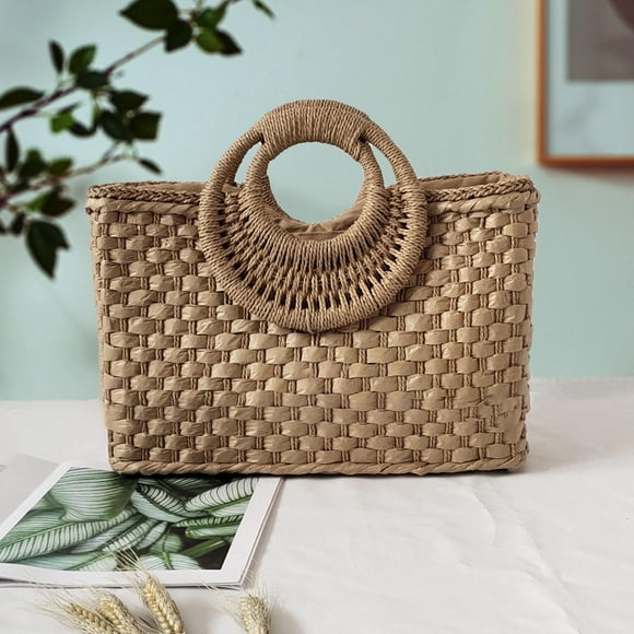 Bolso de hombro de paja Bolso tejido a mano Bohemio Casual Summer Tote Chic Boho Woven Bag para , fiestas, viajes, verano, Soledad Bolsa de paja