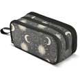 thumbnail image 1 of wonima02 Boho Moon Large Capacity Pencil Case 3 Compartment Pen Pouch Storage Canvas Makeup Bag for School Office Teen Girl Boy Men Women, 1 of 1