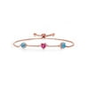 Gem Stone King Keren Hanan Round Heart Princess Cut Swiss Blue Topaz Pink Created Sapphire Created Moissanite 18K Rose Gold Plated Silver Tennis Bracelet (2.41 cttw, Fully Adjustable Up to 9 inch)
