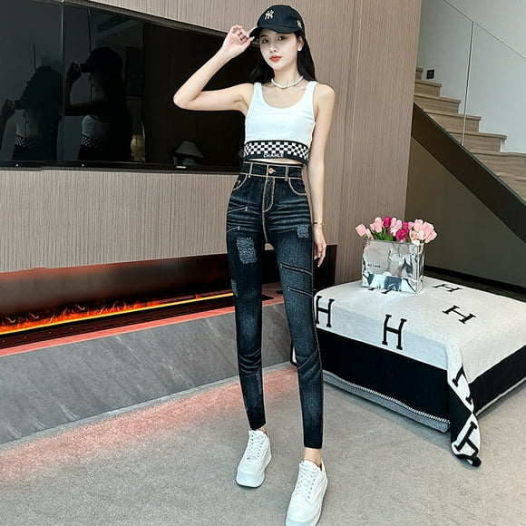 Pantalones vaqueros ajustados adelgazantes para mujer, prendas de vestir exteriores de verano y primavera, leggings recortados para mujer