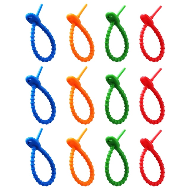 GOOHOCHY Organizador de cables de silicona ajustable, bridas para cables reutilizables, colores mezclados, 12 Uds.